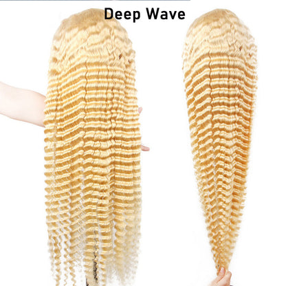 613 13*4 deep wave Blonde 100% Virgin Clear Lace Frontal Wig