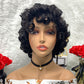 Rose Curly Super Double Drawn Wigs No Lace Burgundy Wig Machine Made Human Hair Pixie Cut Wig